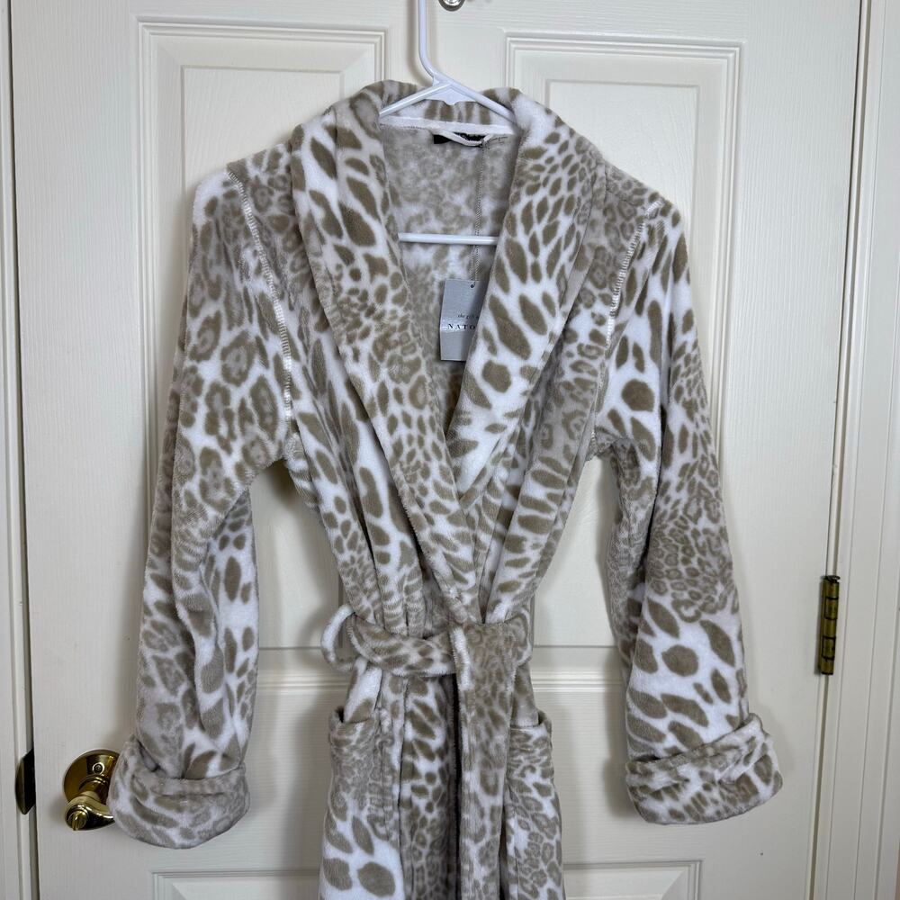 Natori Soft Plush Robe Tan Leopard NEW Size Small - Picture 2 of 6